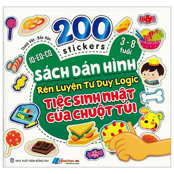 200 stickers - sách dán hình rèn luyện tư duy logic - tiệc sinh nhật của chuột túi