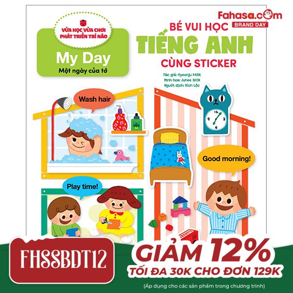 bé vui học tiếng anh cùng sticker - my day - một ngày của tớ