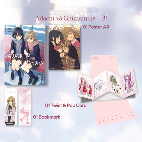 bộ adachi và shimamura - tập 3 - tặng kèm bookmark + twist & pop card + poster a3