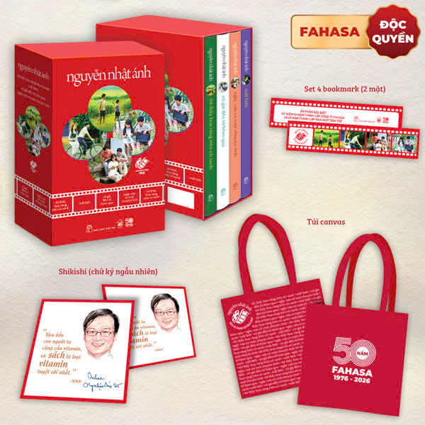 Bộ Boxset Nguyễn Nhật Ánh - Đã Chuyển Thể Thành Phim (Hộp 4 Cuốn) - Tặng Kèm 4 Bookmark + 1 Shikishi Ngẫu Nhiên Có Chữ Ký Tác Giả + 1 Túi Canvas - Phiên Bản Độc Quyền 50 Năm Fahasa