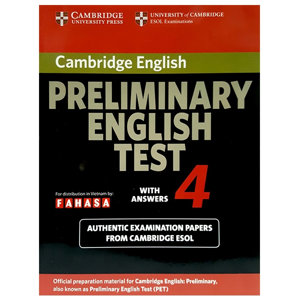 bộ cambridge preliminary english test 4 student's book with answers fahasa reprint edition