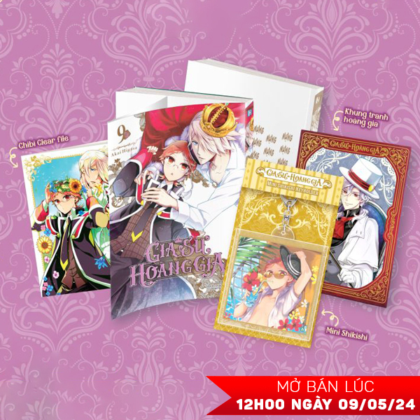 bộ gia sư hoàng gia - tập 9 - bản sưu tầm - tặng kèm khung tranh hoàng gia + chibi clear file + móc khóa chibi shikishi