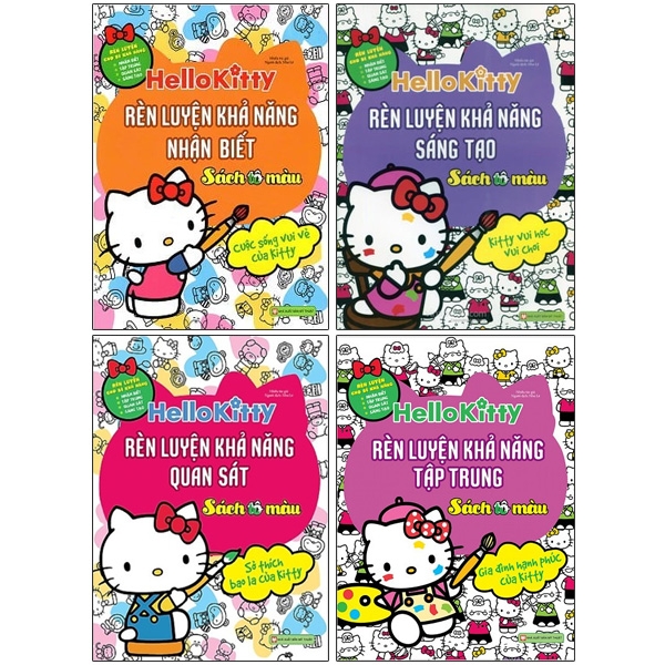 bộ sách hello kitty - rèn luyện khả năng - sách tô màu (bộ 4 cuốn)