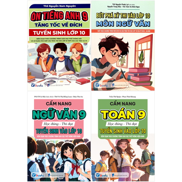 Bộ Sách Ôn Luyện Thi Tuyển Sinh Vào Lớp 10 Ngữ Văn-Toán-Tiếng Anh (Bộ 4 Cuốn)