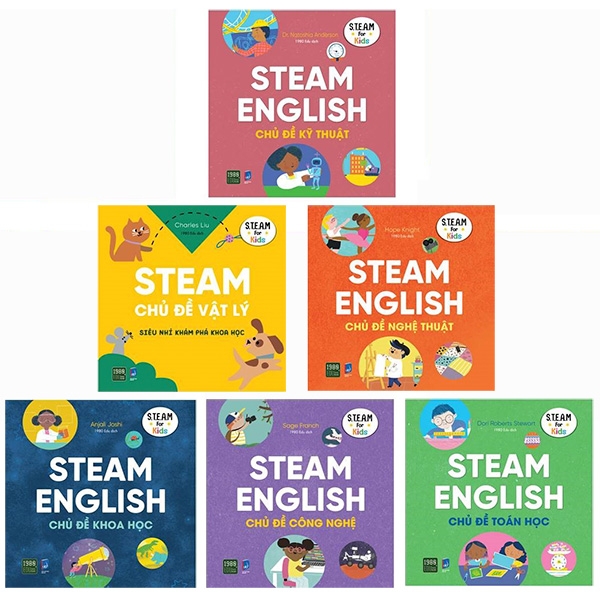 bộ sách steam english: khoa học, công nghệ, kỹ thuật, nghệ thuật, toán học, vật lý (bộ 6 cuốn)