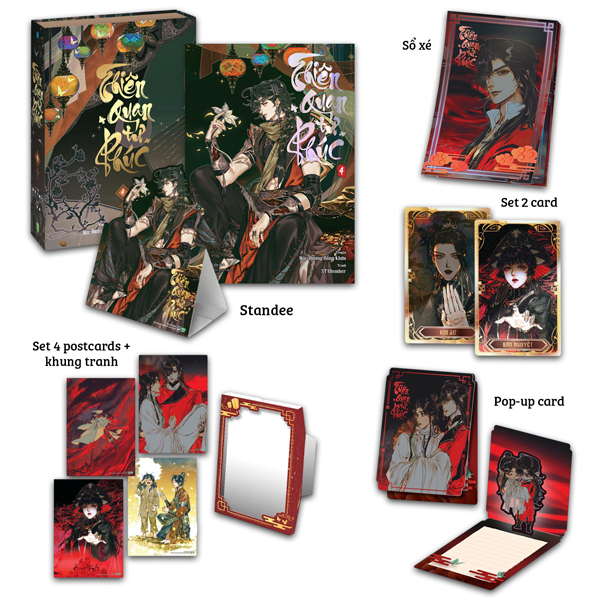 Bộ Thiên Quan Tứ Phúc - Tập 4 - Bản Sưu Tầm - Tặng Kèm 1 Standee Giấy + 1 Set 4 Postcards Kèm Khung Tranh + 1 Sổ Xé + 2 Card Nhân Vật + 1 Pop-Up Card + Box Nam Châm