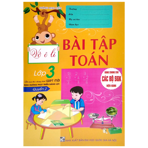 bộ vở ô li bài tập toán lớp 3 - quyển 2 (biên soạn theo chương trình gdpt mới định hướng phát triển năng lực)