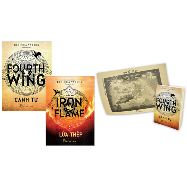 Combo Sach Fourth Wing - Canh Tu + Iron Flame - Lua Thep (Bo 2 Cuon) - Tang Kem Ban Do + So Tay
