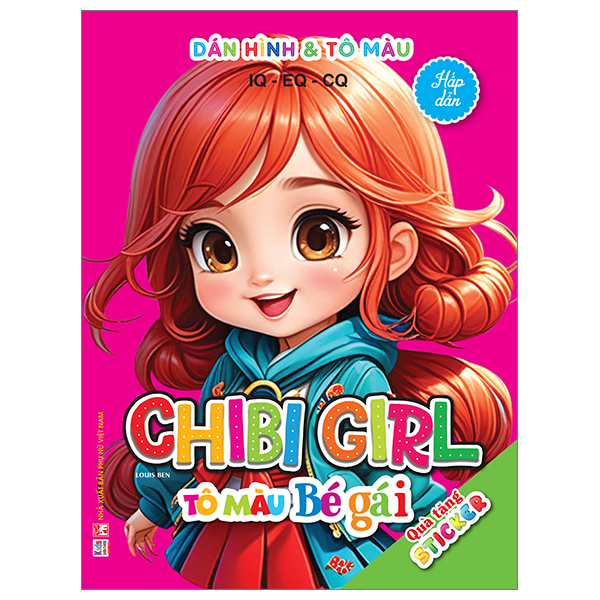 dán hình và tô màu iq-eq-cq - chibi girl - tô màu bé gái - hấp dẫn