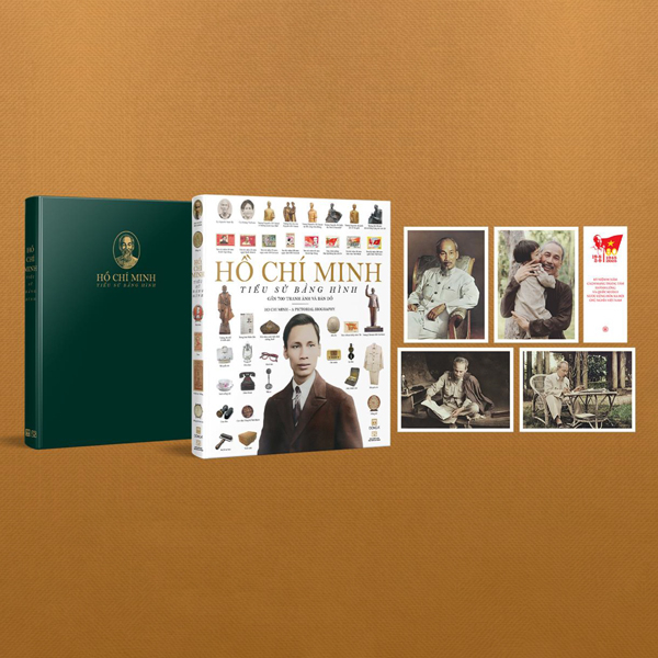 Ho Chi Minh - Tieu Su Bang Hinh - Bia Cung - Tang Kem 1 Bookmark + 4 Postcard