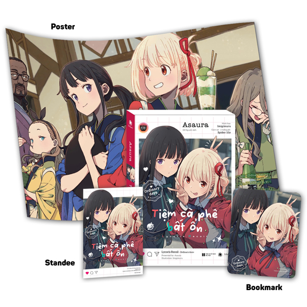 Lycoris Recoil - Ordinary Days - Tiem Ca Phe Bat On - Ban Dac Biet - Tang Kem Bookmark + Poster + Standee