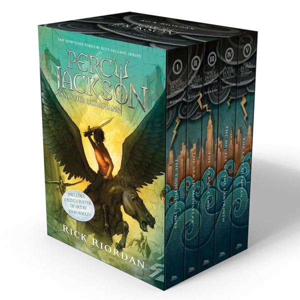 percy jackson and the olympians 5 book paperback boxed set (with poster)