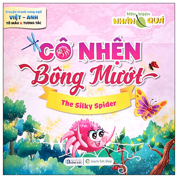 truyện tranh song ngữ anh-việt - tô màu tương tác - ngụ ngôn nhân quả - cô nhện bông mướt