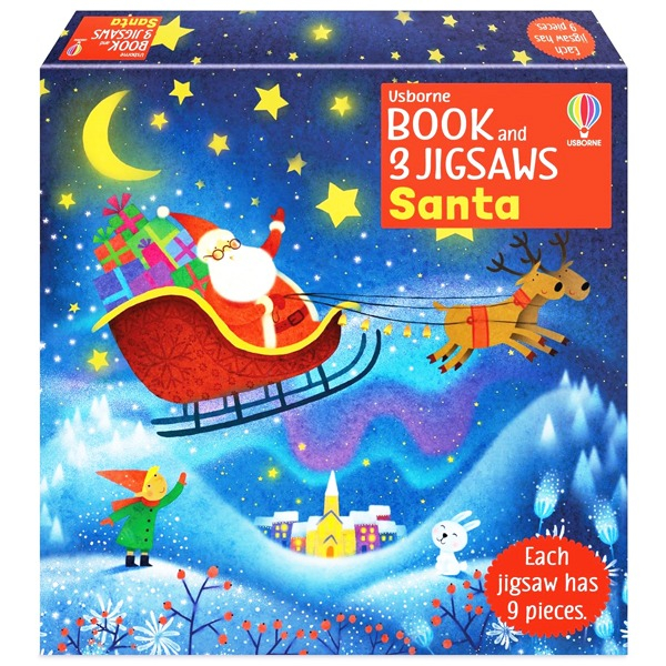 usborne book and 3 jigsaws - santa